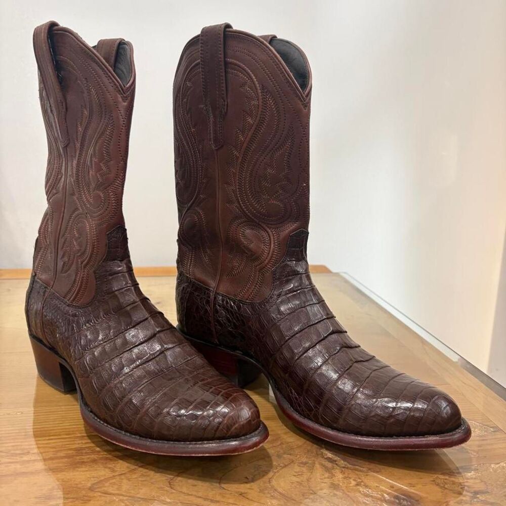 Tecovas The Dillon oak caiman  leather cowboy boots, size US 9.5